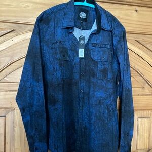 Affliction Blue and Black Shirt